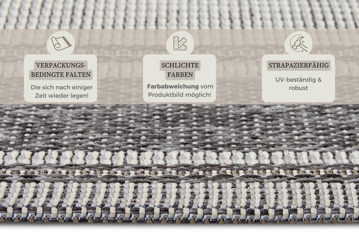 OUTDOORTEPPICH 190/290/290 cm Clyde Grau, Beige  - Beige/Grau, Design, Kunststoff/Textil (190/290/290cm) - Novel