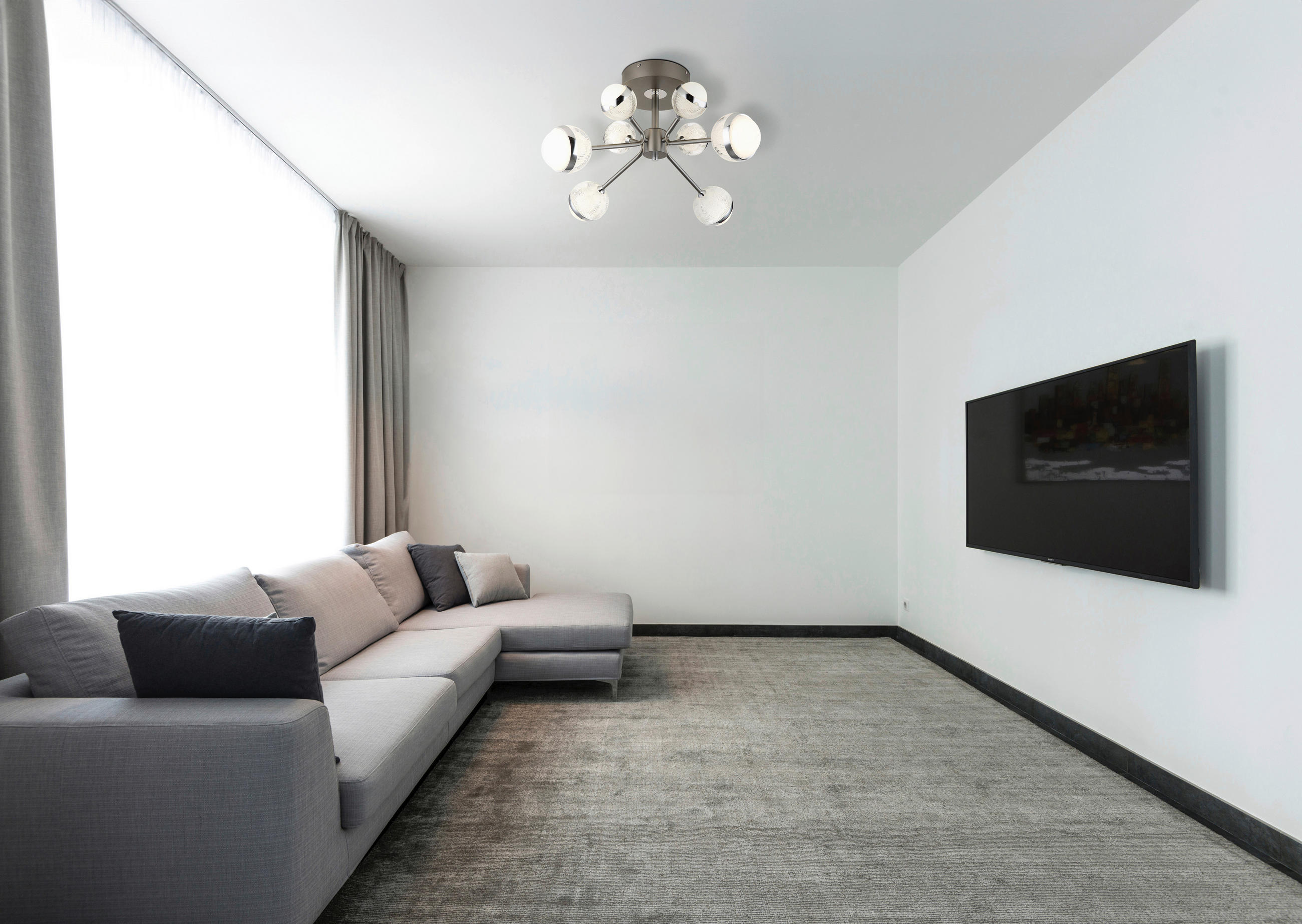 LED-DECKENLEUCHTE 61/29 cm   - Klar/Titanfarben, KONVENTIONELL, Kunststoff/Metall (61/29cm) - Globo
