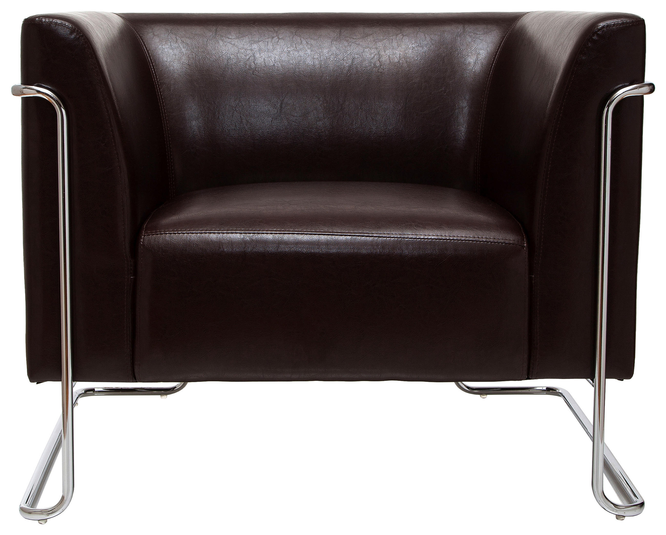 DESIGNSESSEL Lederlook Dunkelbraun    - Chromfarben/Dunkelbraun, MODERN, Textil/Metall (88/74/74cm) - MID.YOU