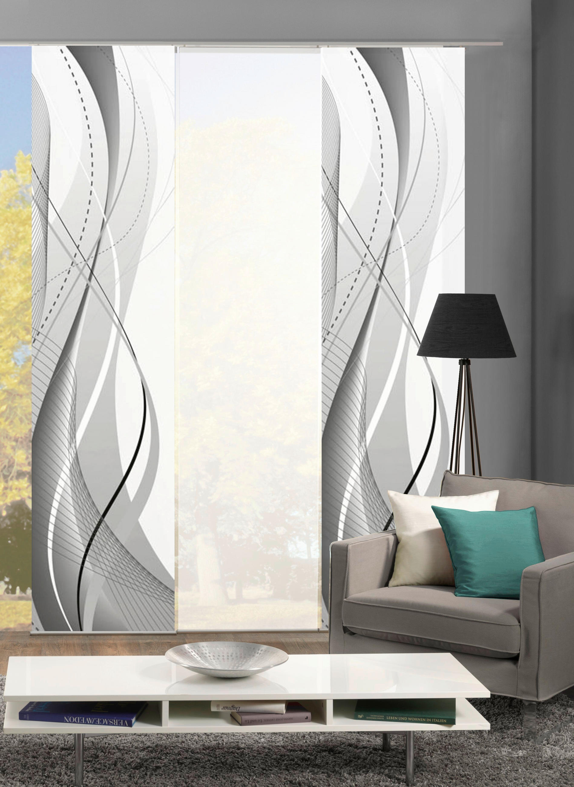 PANELOVÝ ZÁVĚS, 3x60/245 cm - šedá, Design, textil (3x60/245cm)