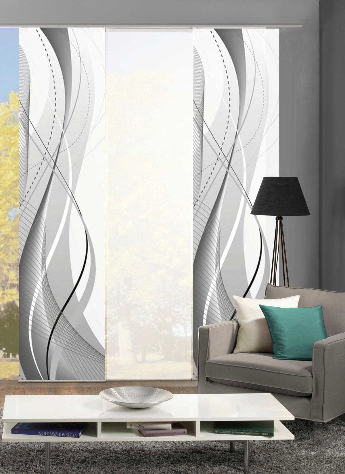 PANELOVÝ ZÁVĚS,  - šedá, Design, textil (3x60/245cm)