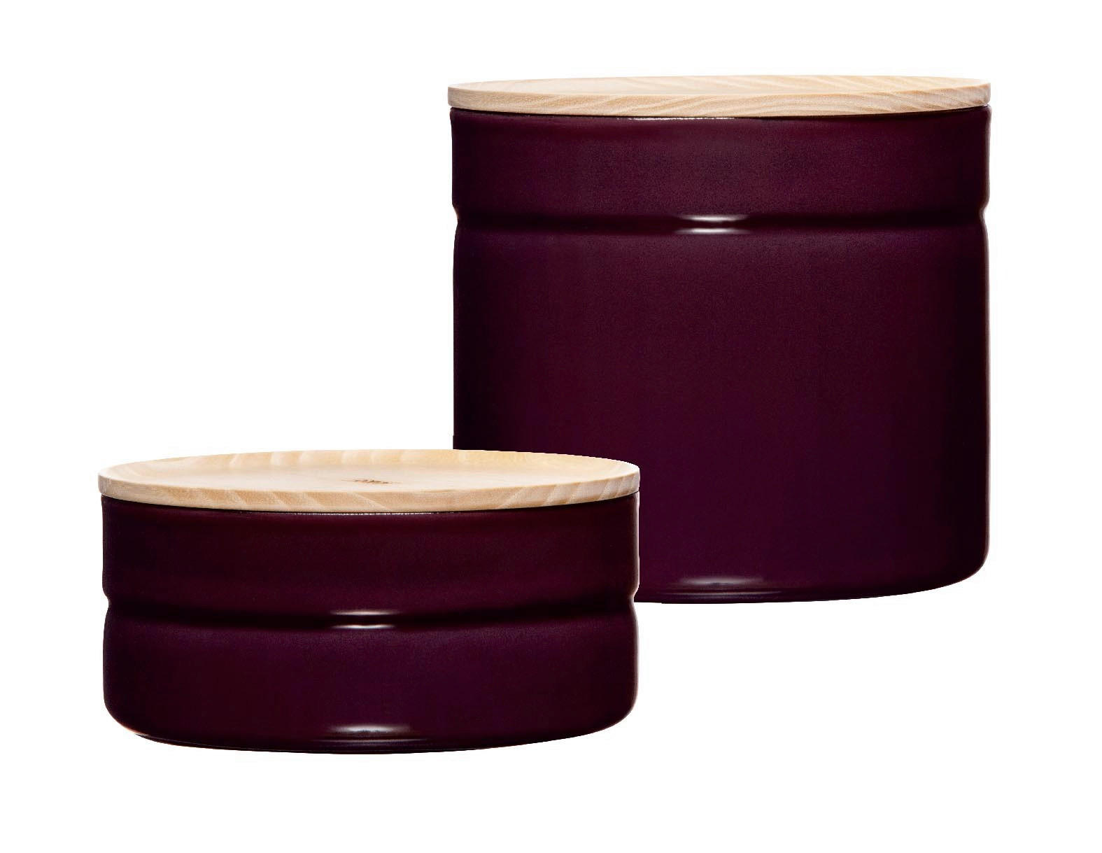 VORRATSDOSENSET 2-teilig  - Eschefarben/Aubergine, Basics, Holz/Metall - Riess