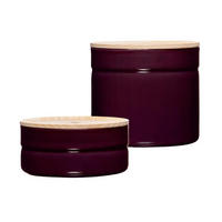 VORRATSDOSENSET 2-teilig  - Eschefarben/Aubergine, Basics, Holz/Metall - Riess