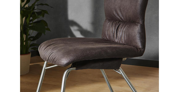 STUHL in Metall, Textil Edelstahlfarben, Dunkelbraun - Edelstahlfarben/Dunkelbraun, Design, Textil/Metall (47/96/63,5cm) - Dieter Knoll