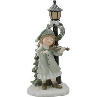 STATUETĂ COPIL - alb/verde, Lifestyle, plastic/metal (9,5/20/8cm) - X-Mas