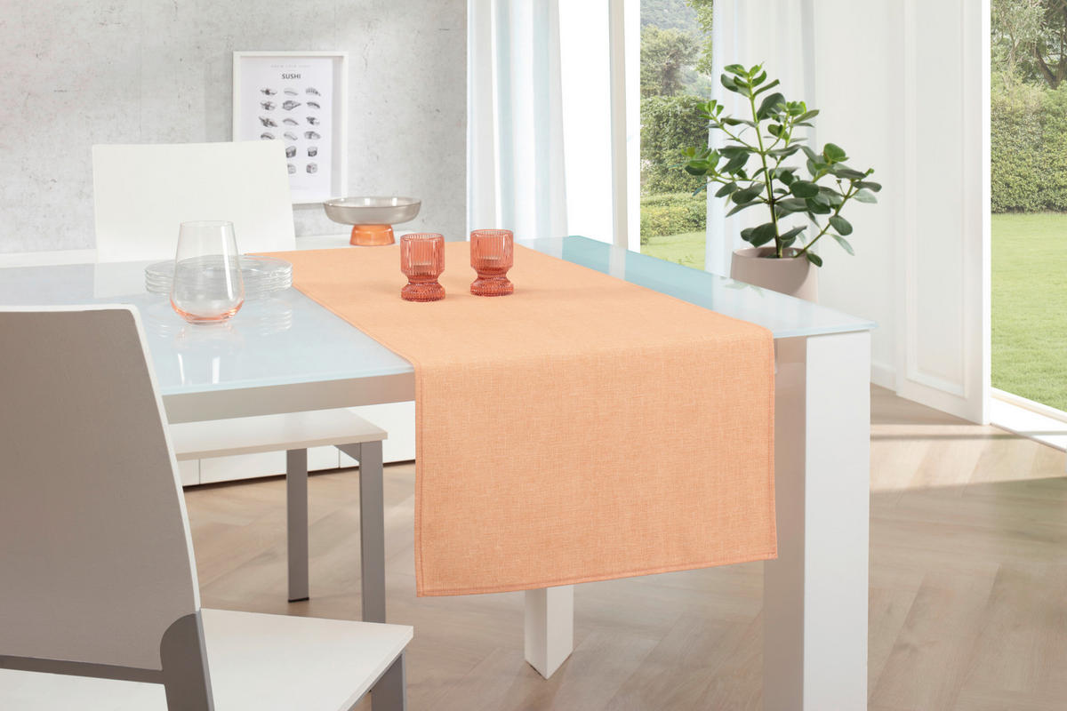 TISCHLÄUFER OSLO Textil Aprikose 40/140 cm  - Aprikose, Basics, Textil (40/140cm) - Peyer Syntex