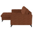 ECKSOFA in Flachgewebe, Leinenoptik Cognac  - Cognac/Schwarz, Design, Textil/Metall (170/242cm) - Xora