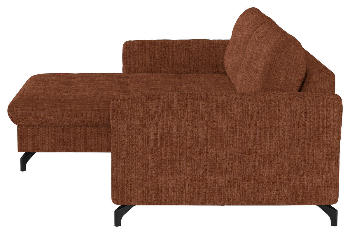 ECKSOFA in Flachgewebe, Leinenoptik Cognac  - Cognac/Schwarz, Design, Textil/Metall (170/242cm) - Xora