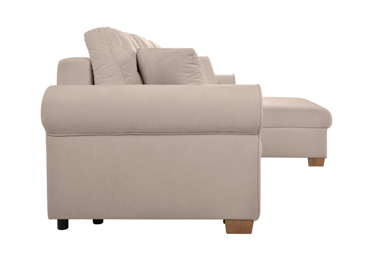 ECKSOFA Arles Taupe  - Taupe/Buchefarben, Design, Holz/Textil (266/161cm) - MID.YOU
