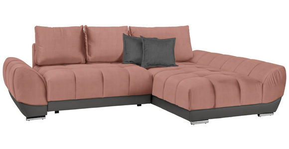 ECKSOFA in Braun, Grau, Rosa  - Braun/Rosa, MODERN, Textil/Metall (290/192cm) - Carryhome