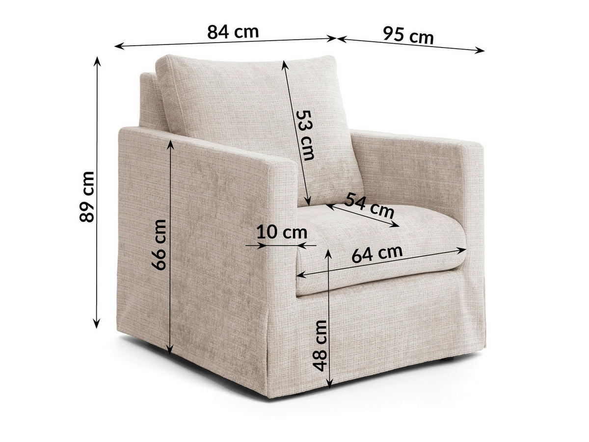 SESSELBEZUG - Creme, Design, Textil (84/89/95cm) - P & B