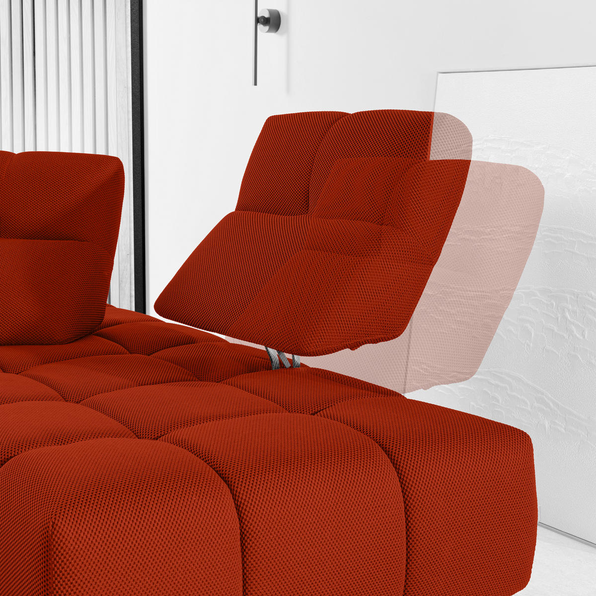 ECKSOFA  in Struktur Dunkelorange  313/233 cm  - Dunkelorange/Schwarz, Design, Kunststoff/Textil (313/233cm) - Belluti