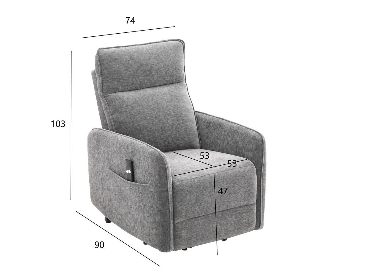 RELAXSESSEL Leinenoptik    - Schwarz/Grau, Design, Textil/Metall (74/101/92cm) - Carryhome