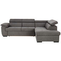 ECKSOFA Hellgrau Mikrofaser  - Hellgrau/Schwarz, Design, Kunststoff/Textil (258/219cm) - Stylife
