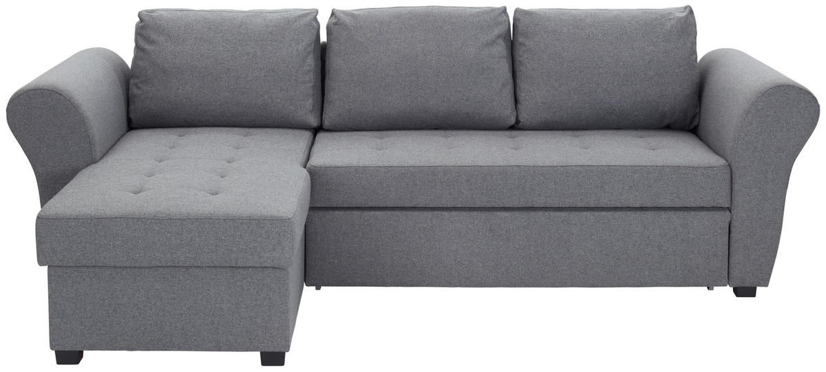 ECKSOFA Anthrazit Flachgewebe  - Anthrazit/Schwarz, MODERN, Kunststoff/Textil (260/155cm) - P & B