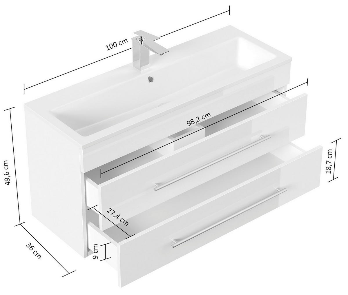 BADEZIMMER  in 100 cm  - Eichefarben/Silberfarben, MODERN, Keramik/Holzwerkstoff (100cm) - MID.YOU