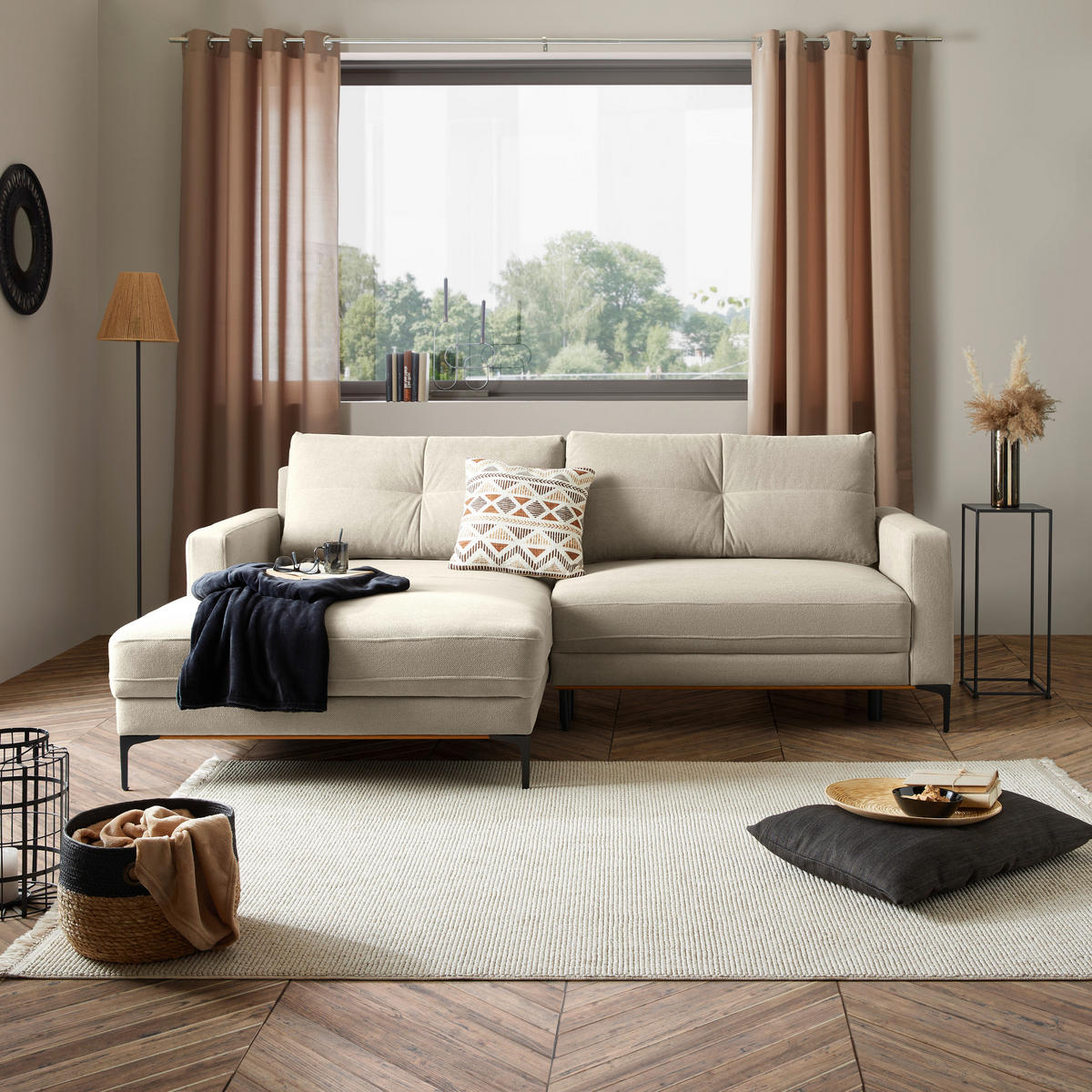 ECKSOFA Sahara  - Schwarz/Sahara, MODERN, Textil/Metall (162/238cm) - Ondega