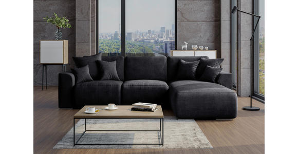 ECKSOFA in Samt Dunkelgrau  - Chromfarben/Dunkelgrau, KONVENTIONELL, Kunststoff/Textil (293/195cm) - Carryhome