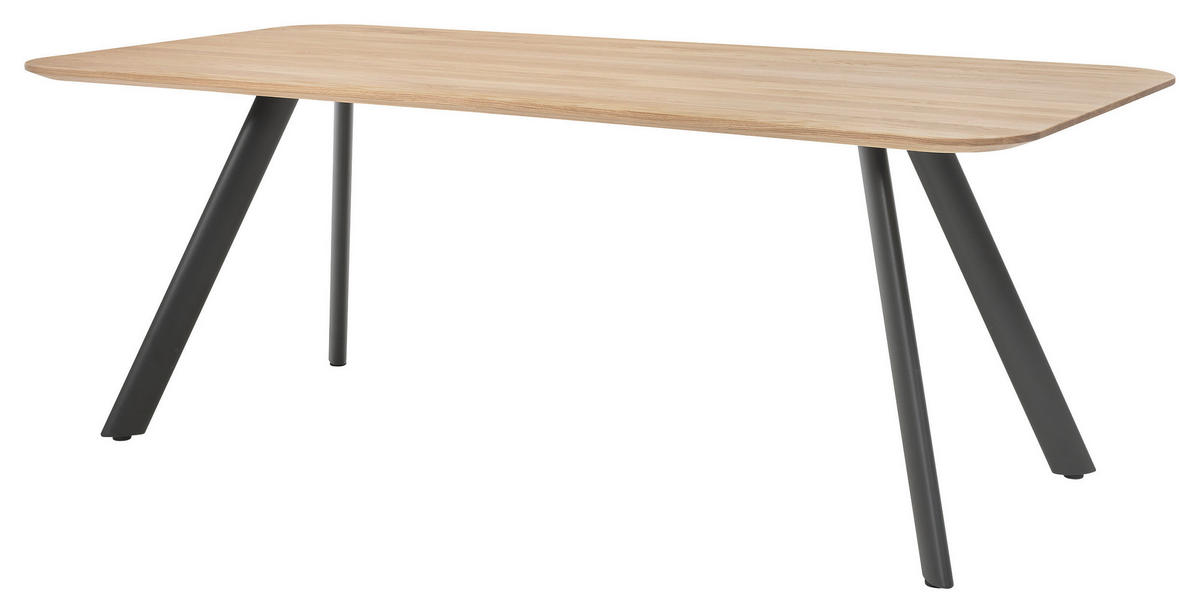 ESSTISCH Eiche massiv rechteckig Schwarz, Eichefarben  - Eichefarben/Schwarz, Design, Holz/Metall (200/100/76cm) - Musterring