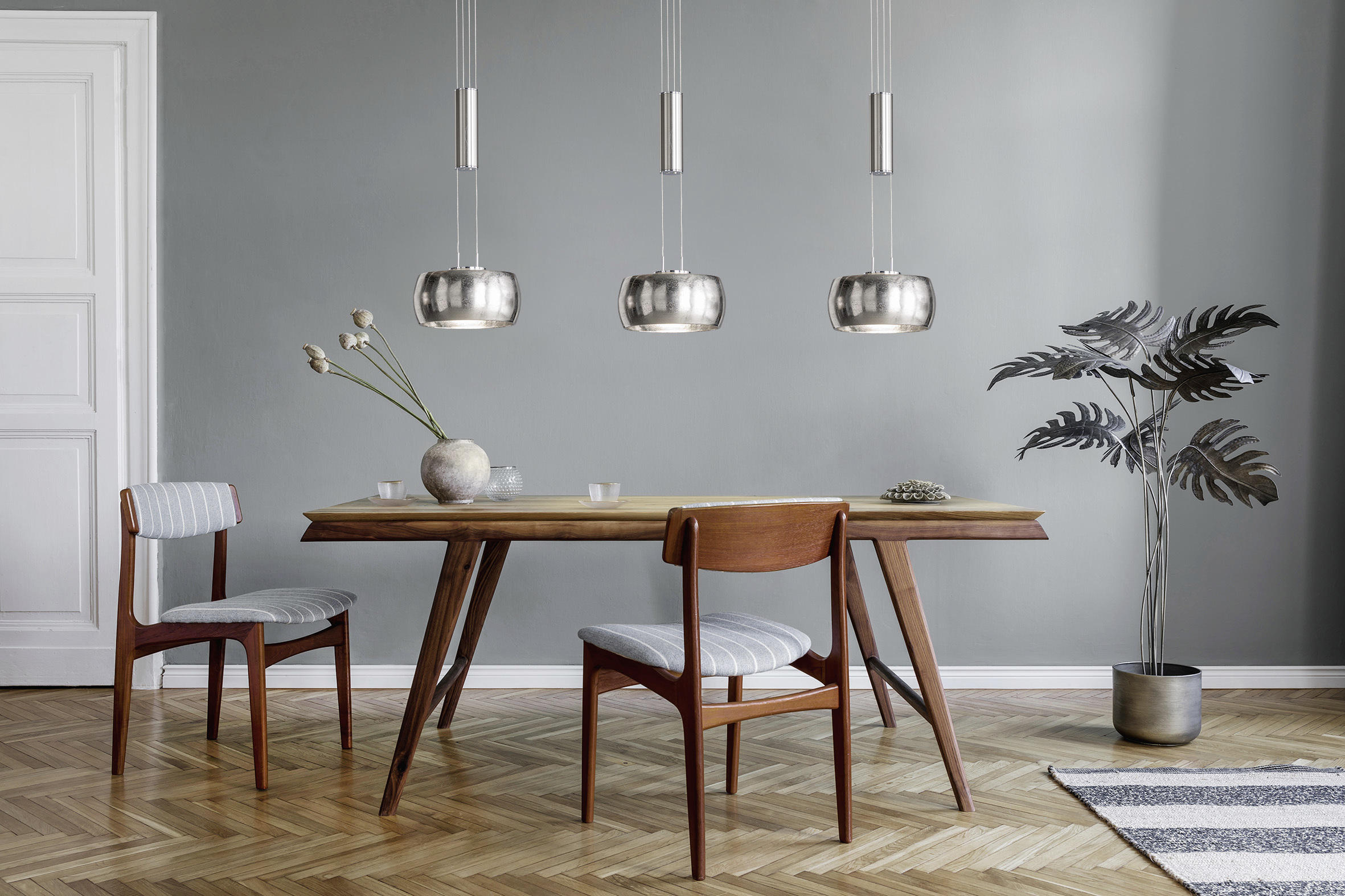 LED-HÄNGELEUCHTE    - Chromfarben/Nickelfarben, Design, Metall (20/100cm) - Fischer & Honsel