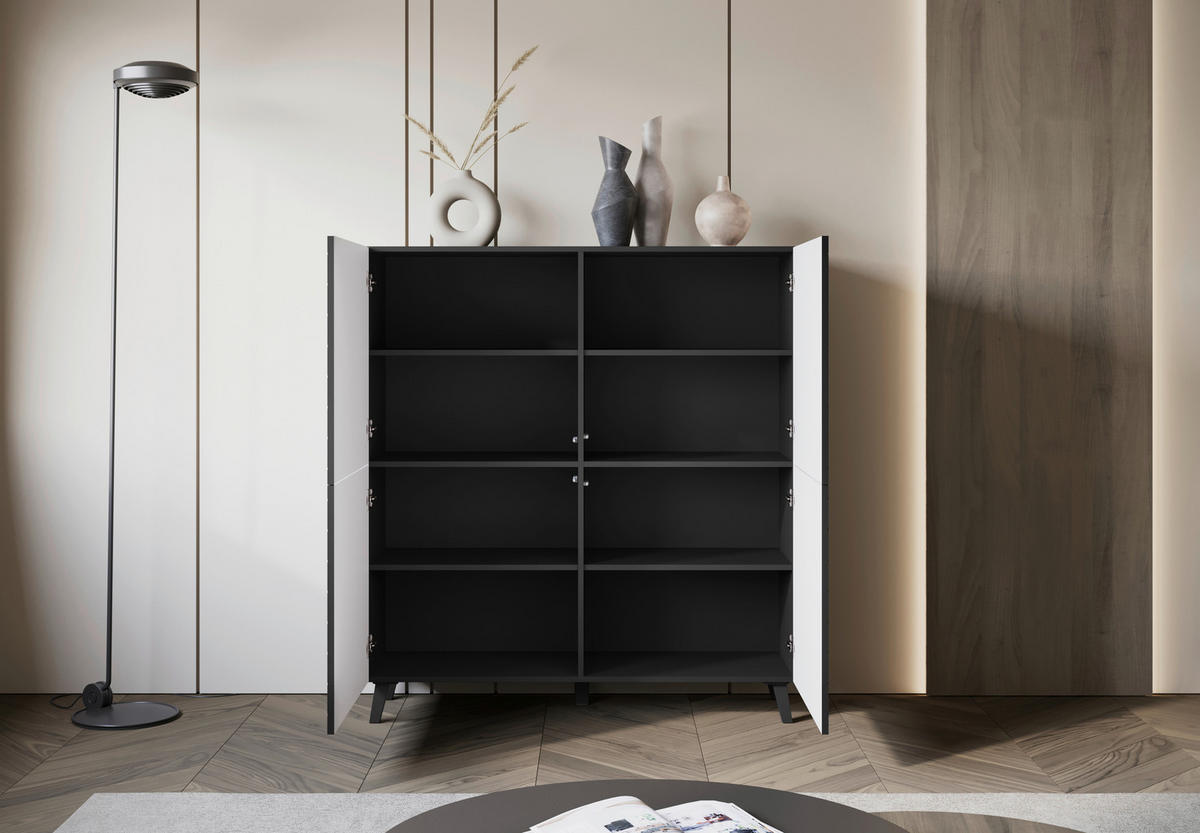 HIGHBOARD  in 120/132/39,1 cm  - Schwarz, Design, Holzwerkstoff/Kunststoff (120/132/39,1cm) - Livetastic