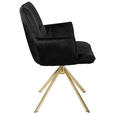 ARMLEHNSTUHL  Stoffauswahl, Sitzfläche 360° drehbar, automatische Rückholfunktion Samt  - Goldfarben/Schwarz, Design, Textil/Metall (59/89,5/63cm) - Novel