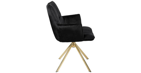 ARMLEHNSTUHL  Stoffauswahl, Sitzfläche 360° drehbar, automatische Rückholfunktion Samt  - Goldfarben/Schwarz, Design, Textil/Metall (59/89,5/63cm) - Novel