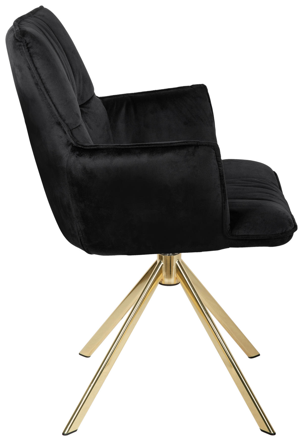 ARMLEHNSTUHL  in Edelstahl Samt  - Goldfarben/Schwarz, Design, Textil/Metall (59/89,5/63cm) - Novel