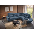 ECKSOFA in Velours Blau  - Blau/Schwarz, Design, Textil/Metall (299/264cm) - Novel