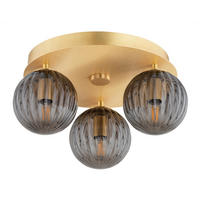 DECKENLEUCHTE    17.5/34/34 cm  - Messingfarben/Hellgrau, KONVENTIONELL, Glas/Metall (17.5/34/34cm)