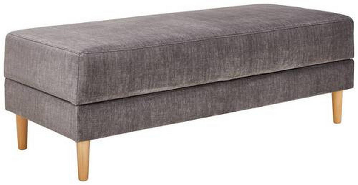 HOCKER in Textil Grau  - Naturfarben/Grau, Modern, Holz/Textil (135/48/57cm) - Max Winzer