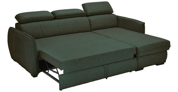 ECKSOFA Dunkelgrün Flachgewebe  - Dunkelgrün/Schwarz, MODERN, Kunststoff/Textil (182/237cm) - Carryhome