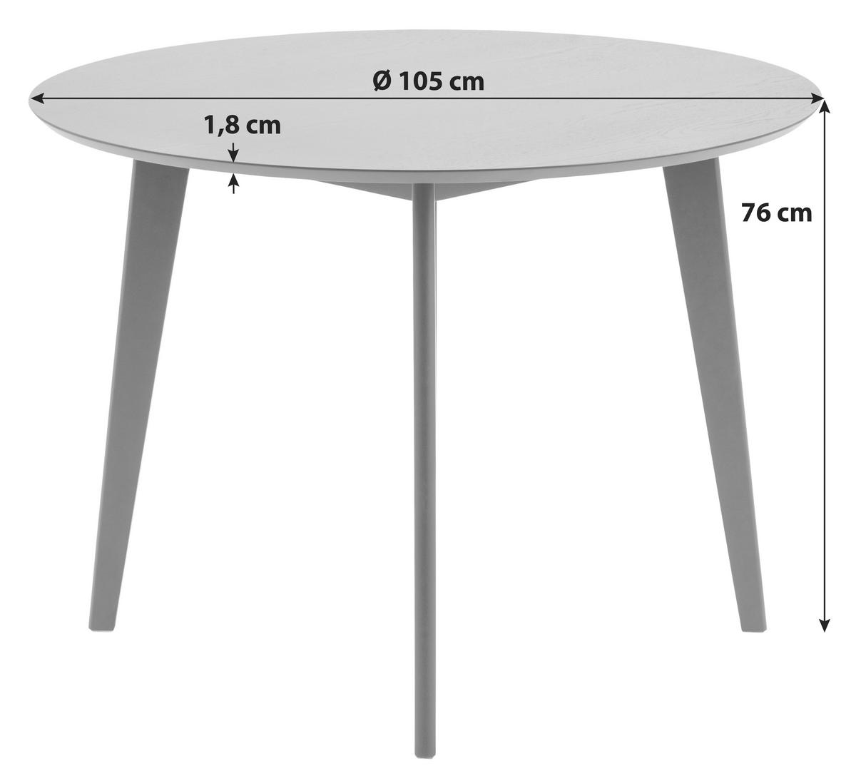 JEDÁLENSKÝ STÔL, dub, kaučukové drevo, čierna, 105/105/76 cm - čierna, Modern, drevo (105/105/76cm) - MID.YOU