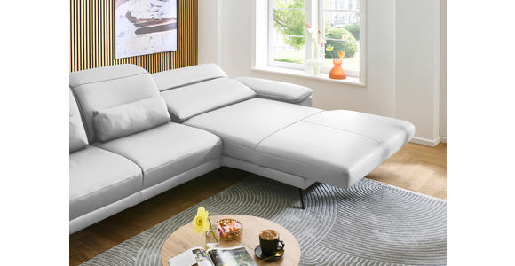 ECKSOFA in Echtleder Weiß  - Schwarz/Weiß, Design, Leder/Metall (332/193cm) - Dieter Knoll