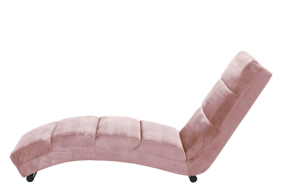 RELAXLIEGE Samt Rosa  - Schwarz/Rosa, MODERN, Textil/Metall (170/82/60cm) - Livetastic