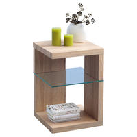 BEISTELLTISCH in Glas, Holzwerkstoff 40/40/60 cm  - Sonoma Eiche, Basics, Glas/Holzwerkstoff (40/40/60cm) - Xora