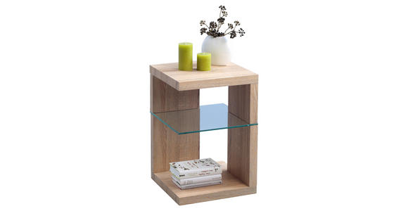 BEISTELLTISCH quadratisch Sonoma Eiche  - Sonoma Eiche, Basics, Glas/Holzwerkstoff (40/40/60cm) - Xora