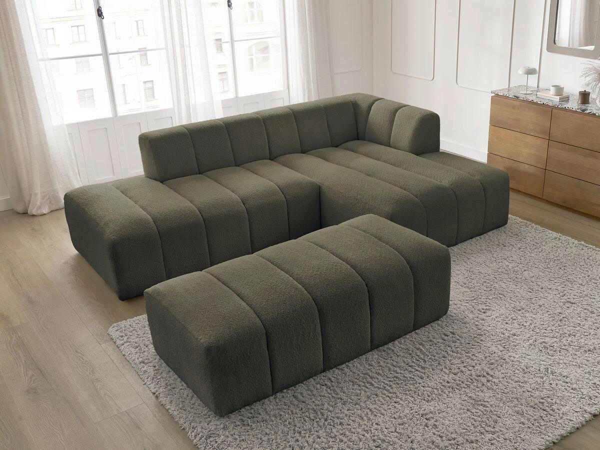 ECKSOFA  ANNECY Grün Bouclé  - Schwarz/Grün, MODERN, Kunststoff/Textil (262/170cm)