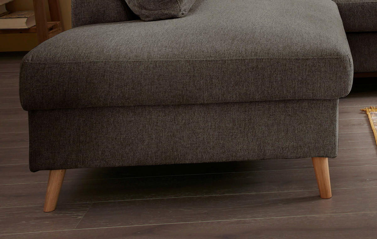 ECKSOFA in Struktur Braun  200/230 cm  - Naturfarben/Braun, KONVENTIONELL, Holz/Textil (200/230cm) - P & B