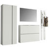 GARDEROBE 5-teilig  in 220/185/33 cm  - Weiss, Design, Glas/Holzwerkstoff (220/185/33cm) - Moderano