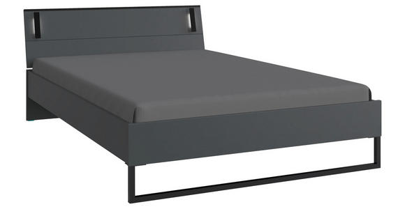 BETT 140/200 cm in Graphitfarben - Schwarz/Graphitfarben, Design, Holzwerkstoff/Metall (140/200cm) - Carryhome