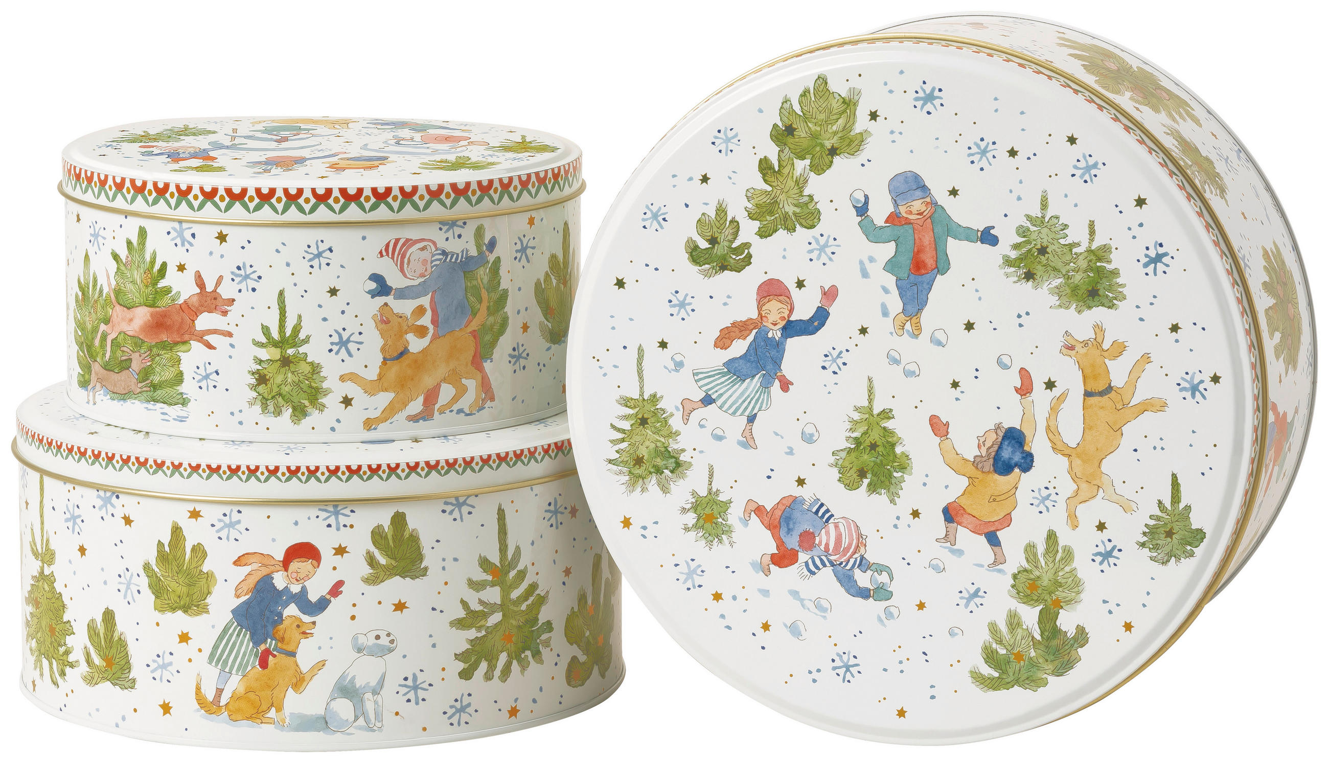Hutschenreuther Keksdosenset Sammelkollektion 2025 - Weihnachtsspiele Mehrfarbig, Weiß 24.5x12.7x24.5 cm