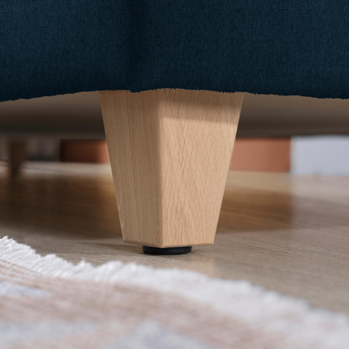 ECKSOFA in Flachgewebe Dunkelblau  261/203 cm  - Eichefarben/Dunkelblau, KONVENTIONELL, Holz/Textil (261/203cm) - Sedda