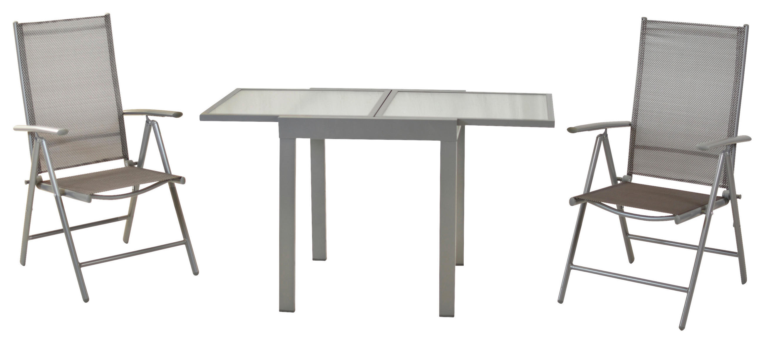 GARTENSET 3-teilig Aluminium - Silberfarben/Braun, MODERN, Kunststoff/Metall - Gardenson