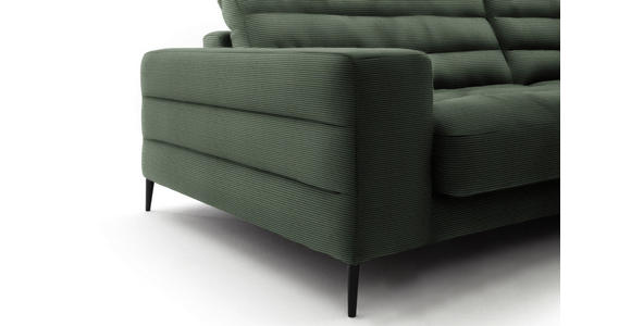 ECKSOFA in Cord Olivgrün  - Schwarz/Olivgrün, Design, Textil/Metall (296/207cm) - Dieter Knoll