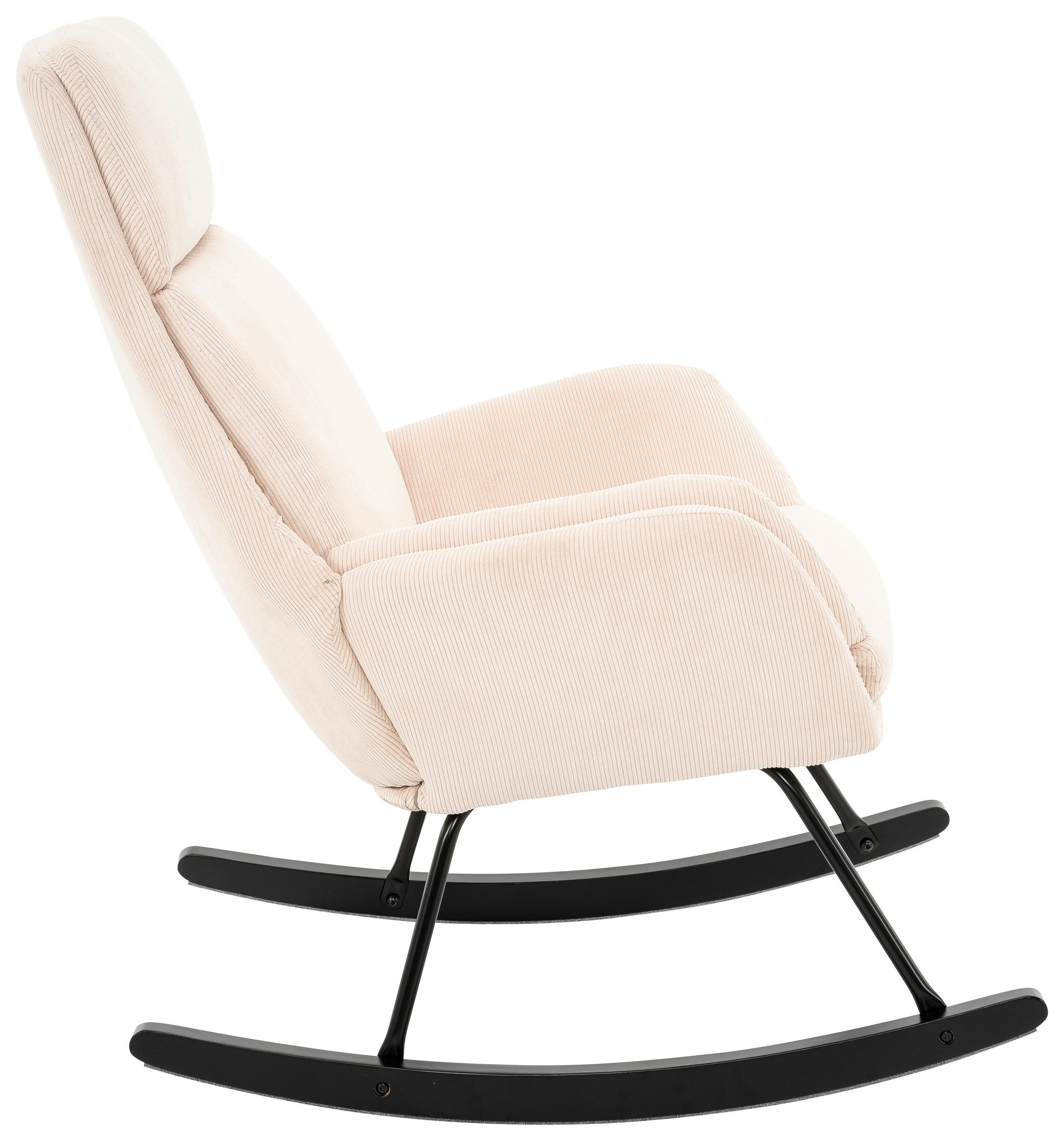 SCHAUKELSESSEL in Cord Creme, Schwarz  - Creme/Schwarz, Design, Holz/Textil (70/105/87cm) - Livetastic