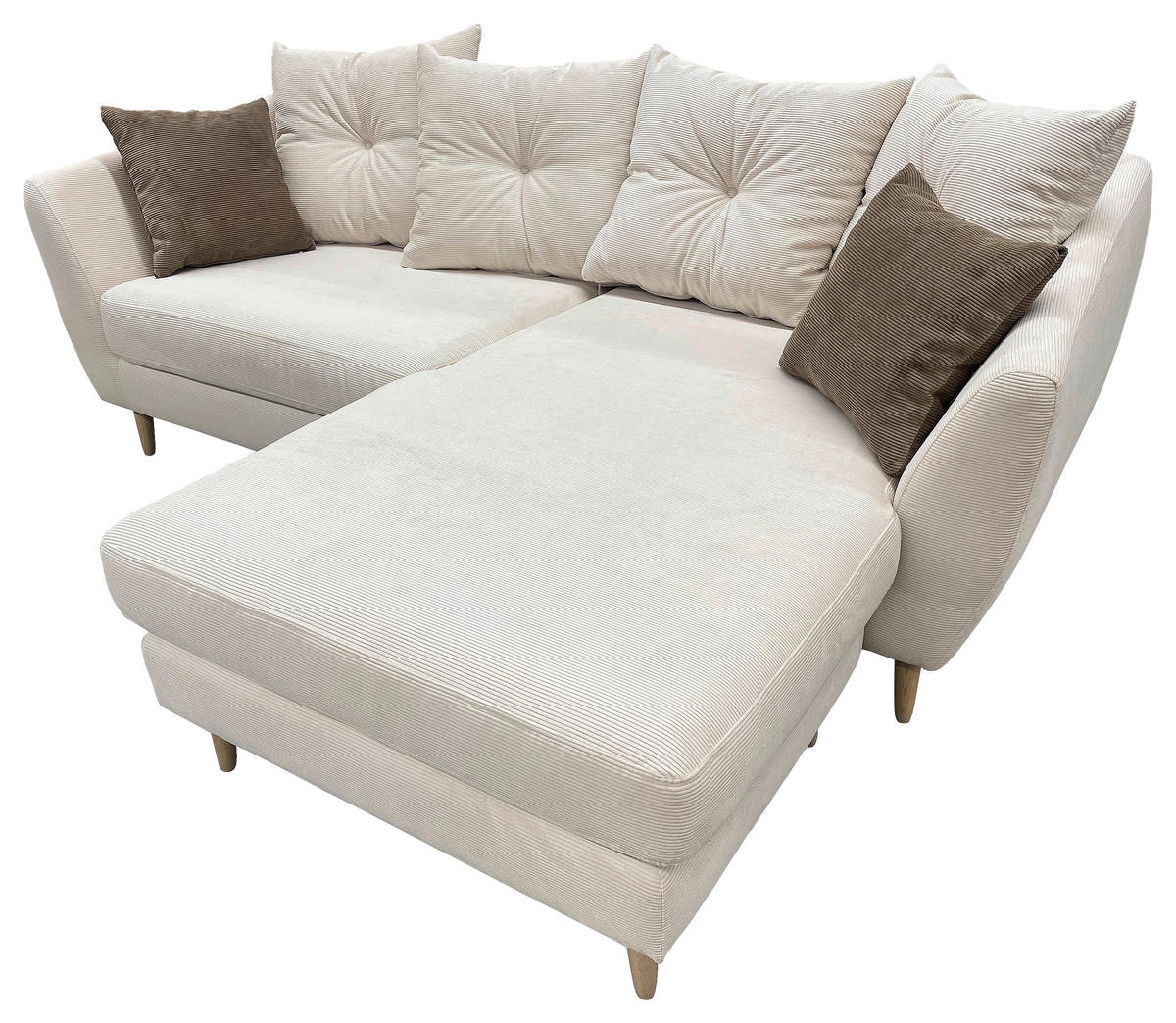 ECKSOFA Naturfarben Feincord  - Buchefarben/Naturfarben, KONVENTIONELL, Holz/Textil (211/154cm) - Carryhome
