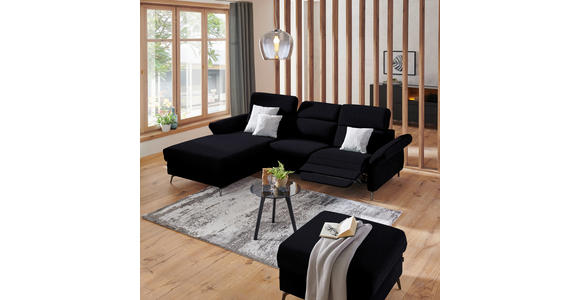 ECKSOFA in Echtleder Schwarz  - Schwarz, Natur, Leder/Metall (199/285cm) - Valnatura