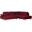 ECKSOFA in Flachgewebe Rot  - Rot, Design, Textil/Metall (296/229cm) - Novel