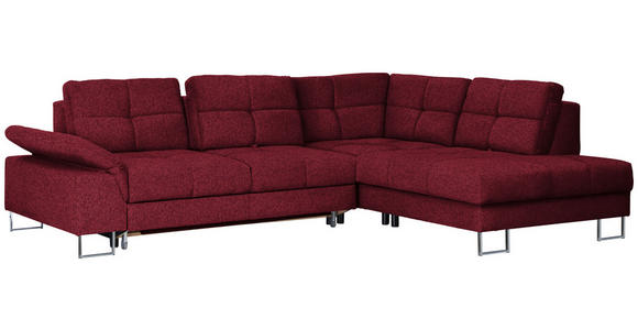 ECKSOFA in Flachgewebe Rot  - Rot, Design, Textil/Metall (296/229cm) - Novel